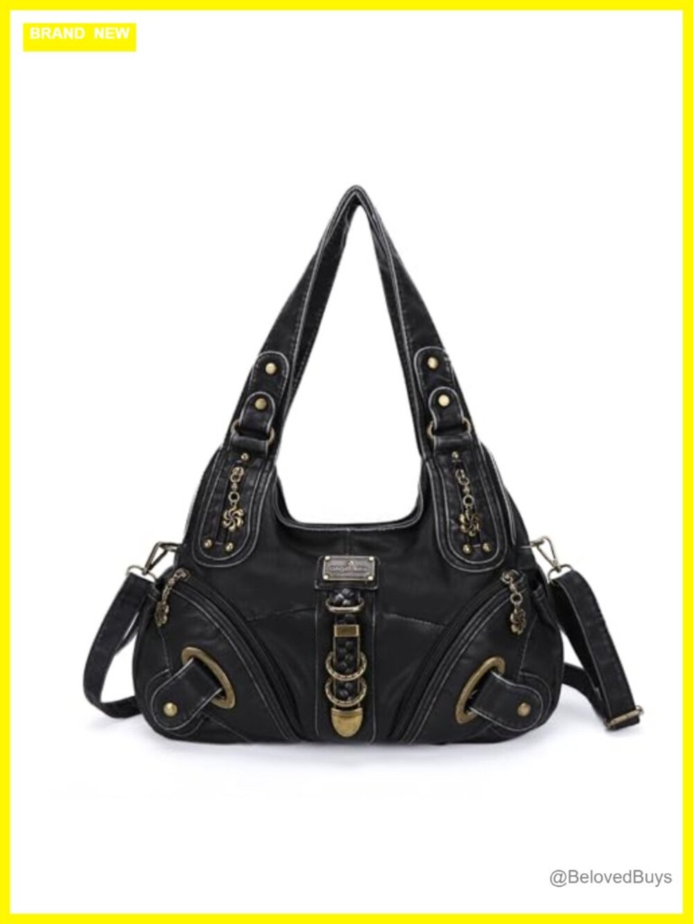 Washe PU leather hobo satchel handbag, large daily shoulder bag